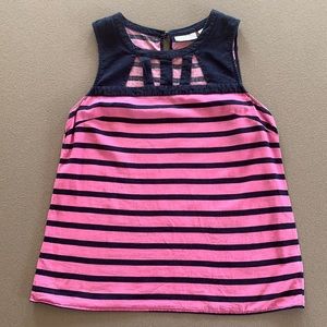 Kenar Sleeveless Tank Top Shirt Linen Cut Out Pink